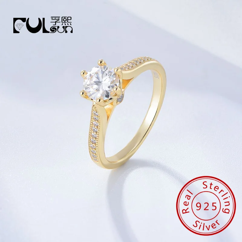 

high quality bridal Engagement S925 Sterling silver 14k gold plated Cubic Zircon Round Wedding Bands Rings for women