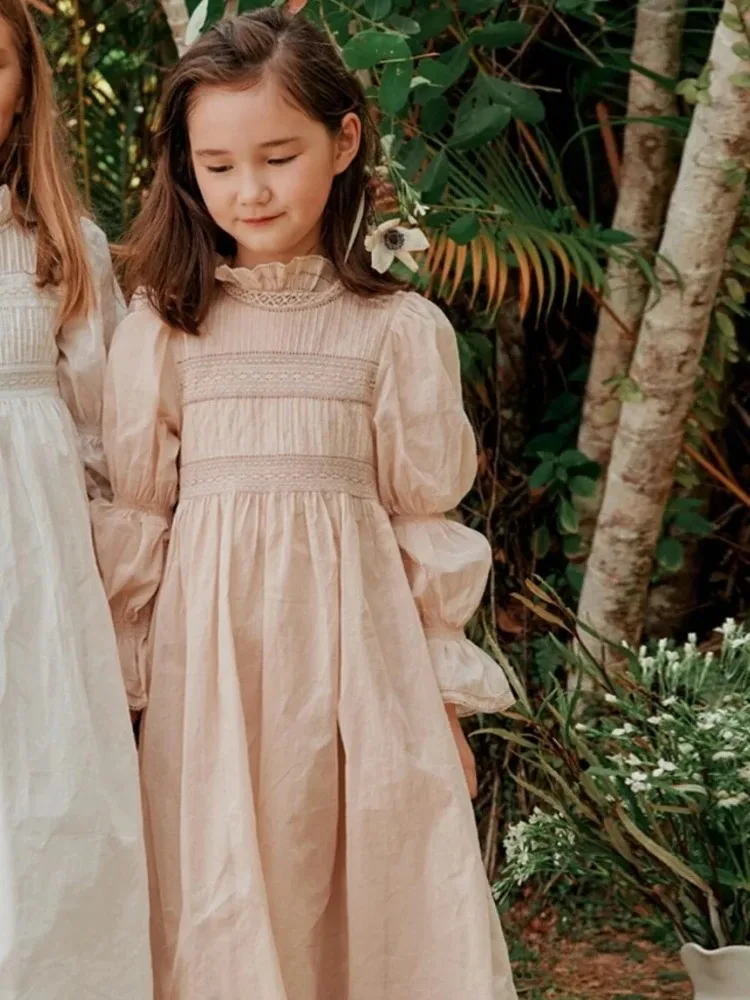Satin Flower Girl Dresses for Wedding High-Neck Long Length Baby Girl Birthday Dresses First Holy Communion Gowns Customized view 2