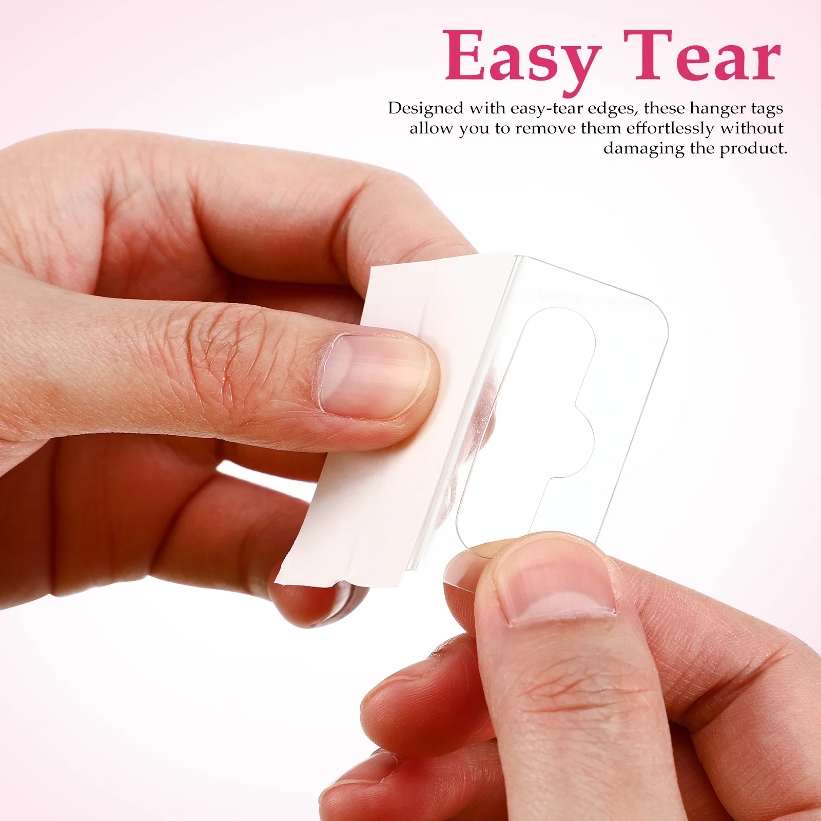 100pcs Hanging Tags Clear Adhesive Tabs Retail Display Self Adhesive Heavy Duty Pegboard Fixtures Hook Cards Slot Hole