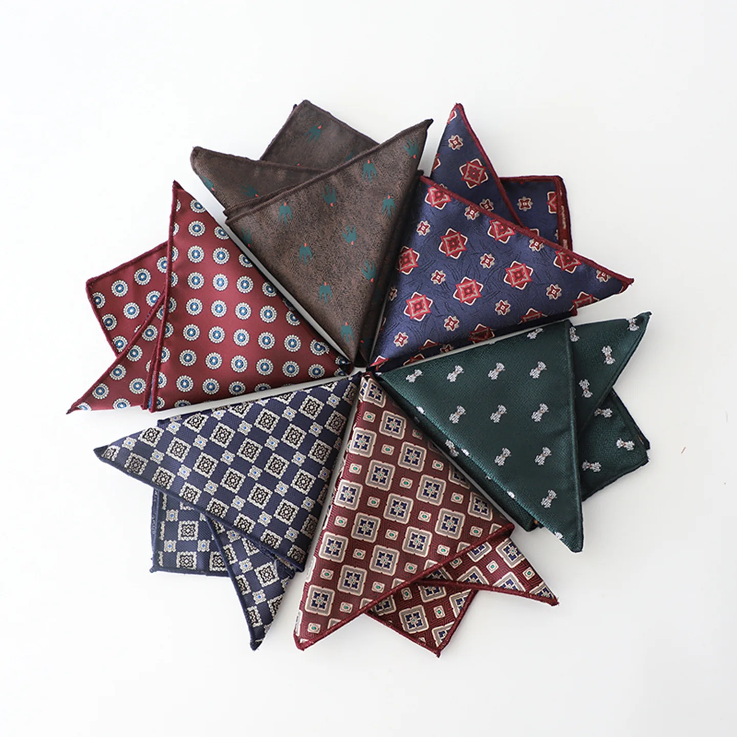 

23CM New Style Mens Pocket Square Navy Block Diamonds Pattern Hanky Young Boys Casual Luxury Polyester Soft Handkerchief Cravat