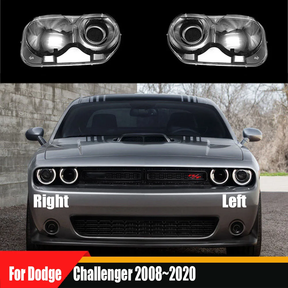 

For Dodge Challenger 2008 ~ 2020 Headlamp Cover Transparent Mask Lamp Shade Headlight Shell Lens Replace The Original Lampshade