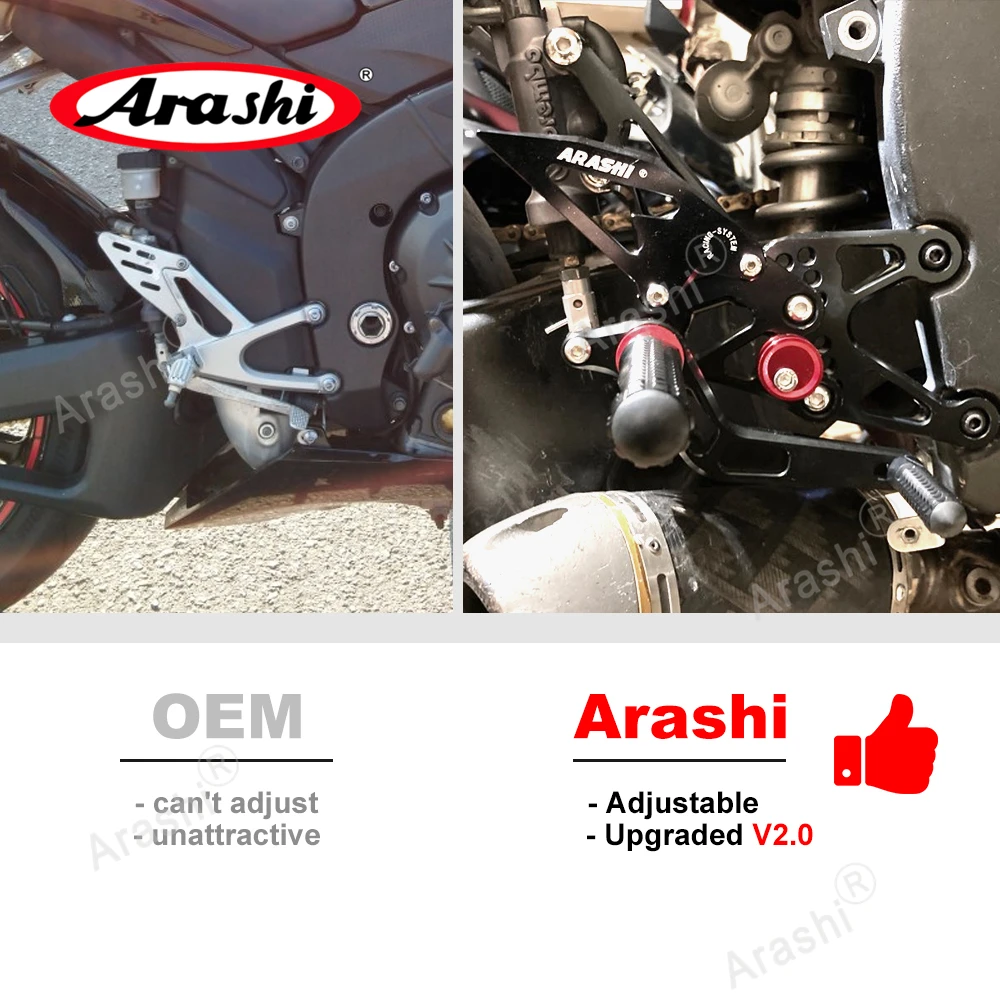 Arashi 1 Set For HONDA CBR600RR 2003 - 2022 Adjustable Rearsets Foot Pegs Rider Footrest CBR 600 CBR600 RR  2004 2005 2006 2007