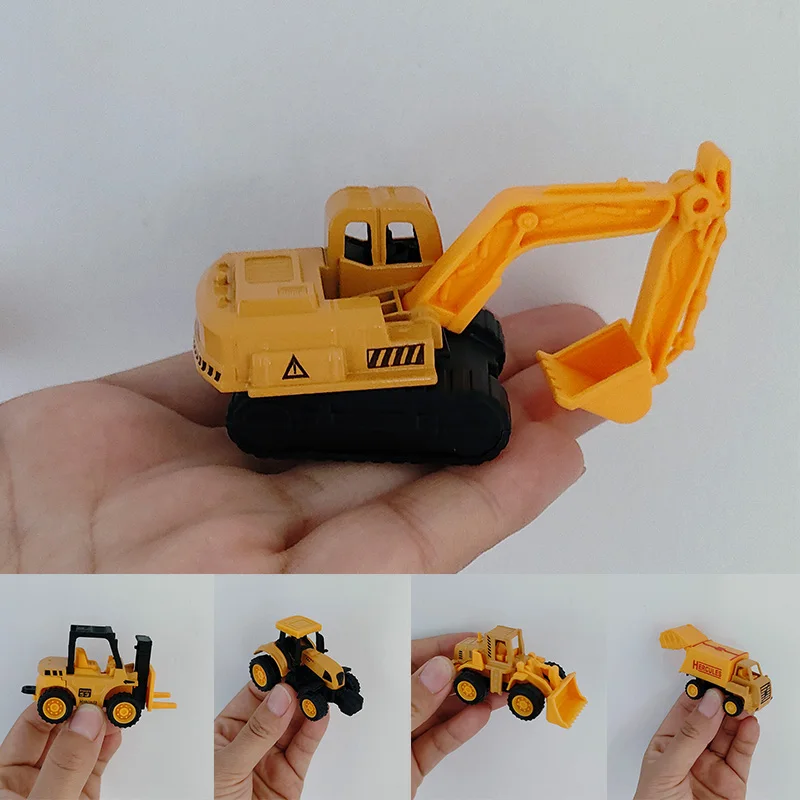 

Mini Engineering Vehicle Model Kits Excavator/ Bulldozer/Tractor/Forklift Truck Alloy Car Micro Scene Layout Diorama Accessories