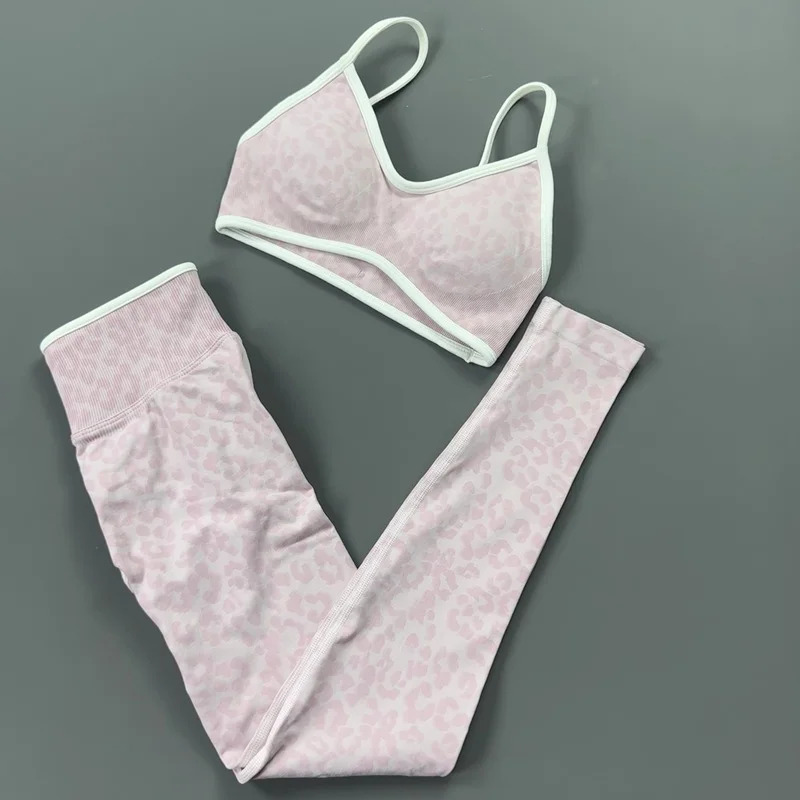 2-teiliges Gym-Set für Damen: Leoparden-Top mit dünnen Trägern und Bauchunterstützung sowie High-Waist-Body-Hose – Ideal für Gewichtheben, Jogging und Freizeit – Detail 7