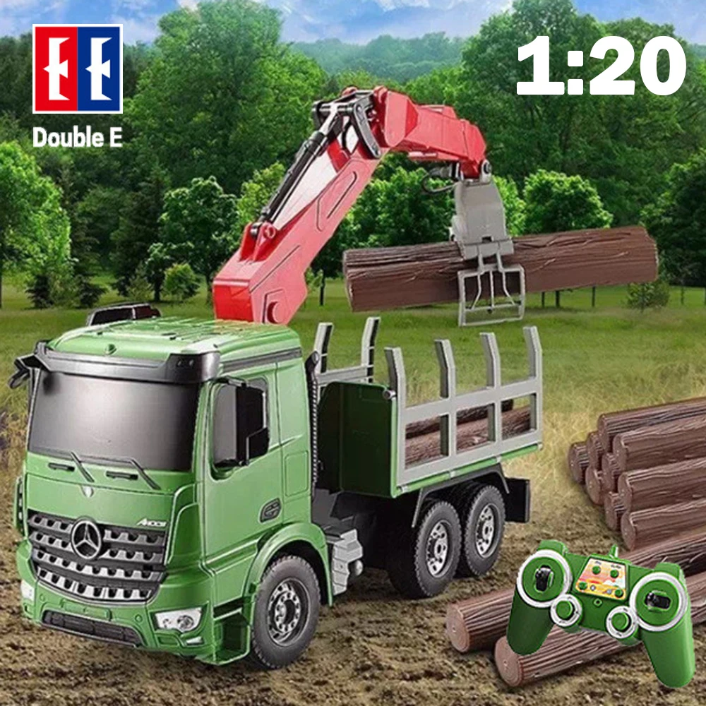 Double E E352 RC Truck Crane Tractor 6CH Remote Control Excavator Car Simulated lights sounds Educational Car Toy Gifts for Boys