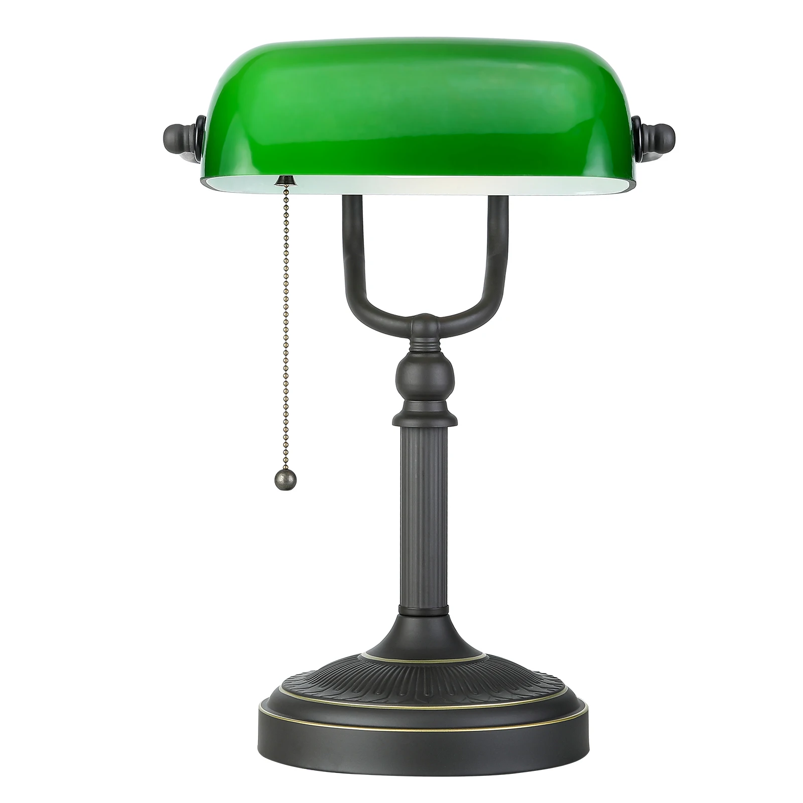 Green glass banker lamp table lamp with Chian switch E27/E26 Desk Lamp