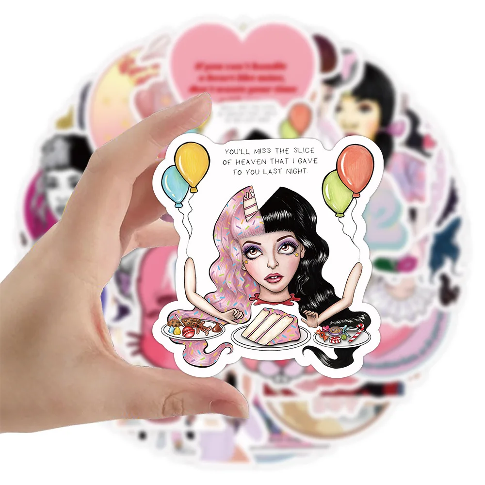 60Pcs Singer Melanie Martinez Stickers for Water Bottles Laptop Suitcase Scrapbooking Journaling Adults Toy Gifts