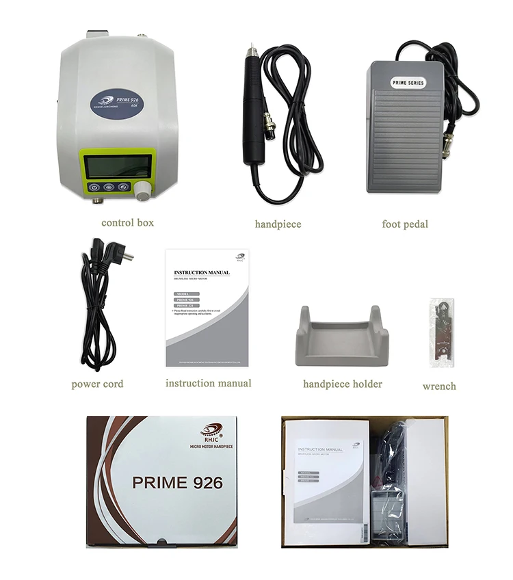 RHJC PRIME 926 Bürstenloser Mikromotor 60000RPM 250W Hochdrehmoment LCD-Display Schmuck- und Edelstein-Gravur Dental-Labor Rotationswerkzeug – Detail 3