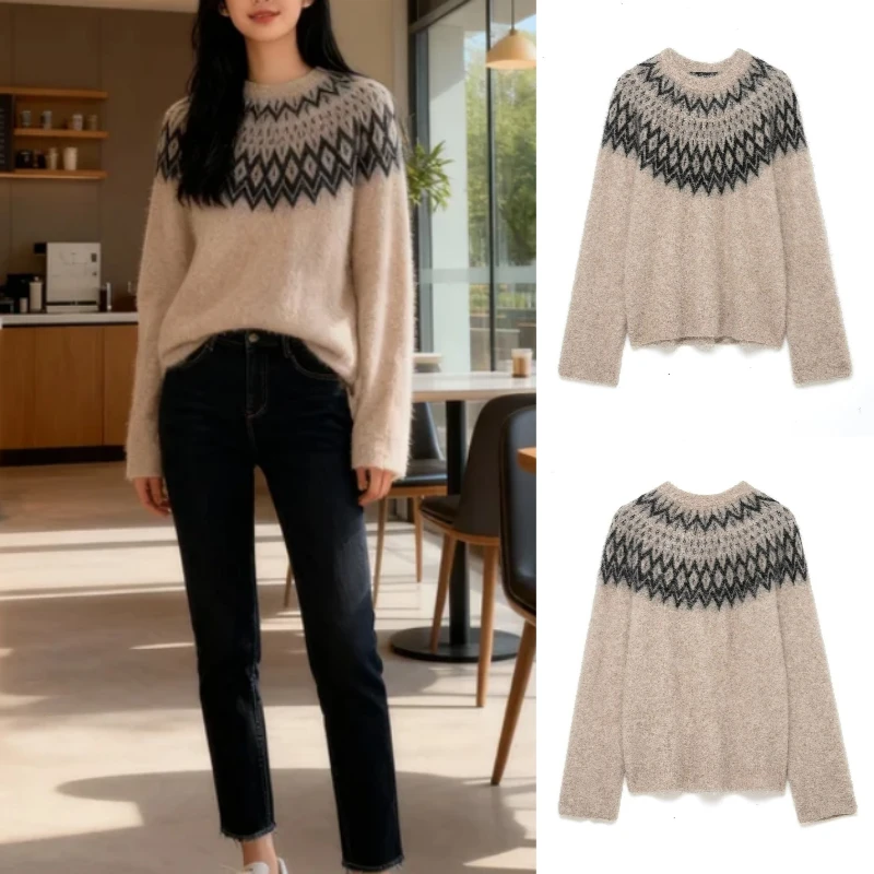 

2025 Fall/Winter New Fashionable Elegant Premium Alpaca Knit Sweater