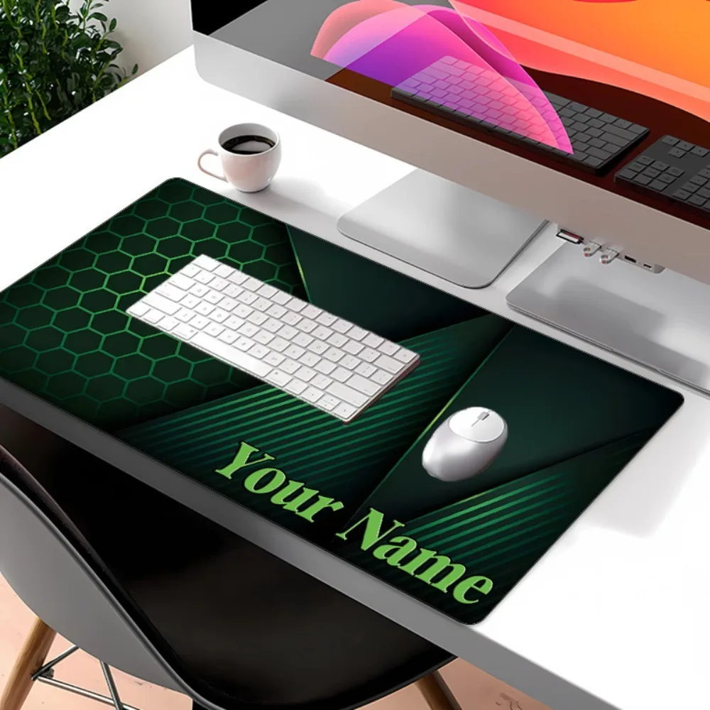 [2D Flat] 1pc Custom Personalized Green Hexagon Geometric Mouse Pad Custom Name Multi Sizes Gaming Mouse Pad
