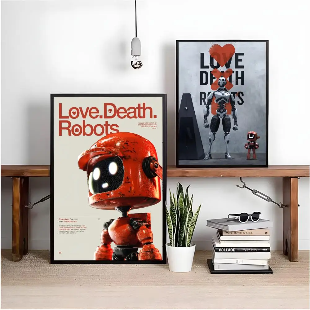 18+ كارتون L-Love Death RobotsS ملصق لغرفة المعيشة وغرفة النوم والبار جدار الفن يطبع ورقة ملصق الديكور الهدايا