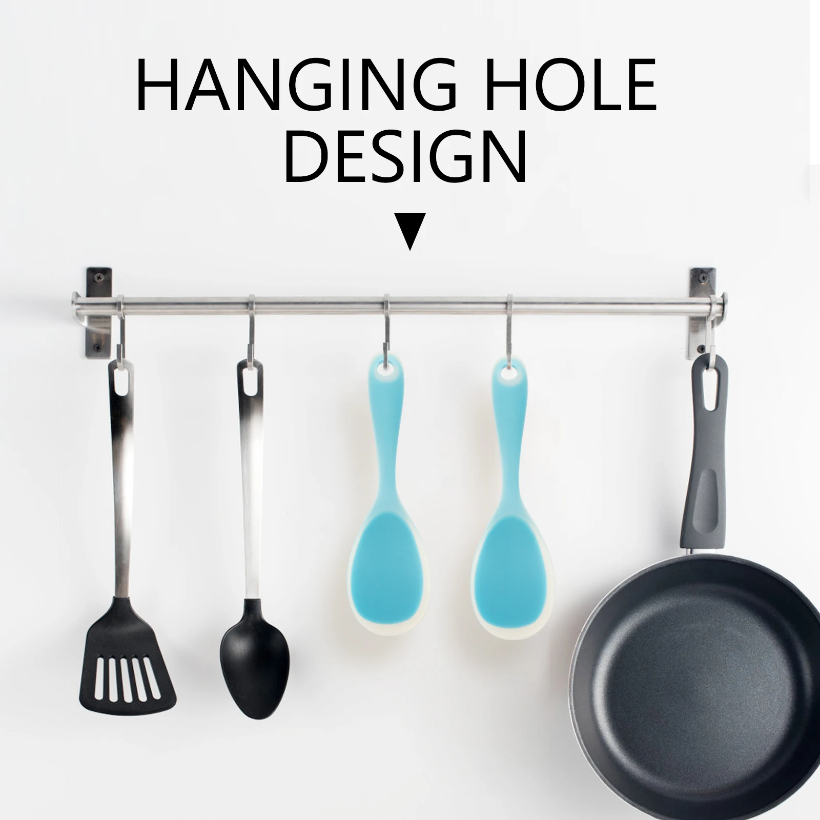 

2Pcs Silicone Rice Spoon Set Heat Resistant Non-Stick Easy Clean Ergonomic Handle for Home Hotel Use Rice Paddle