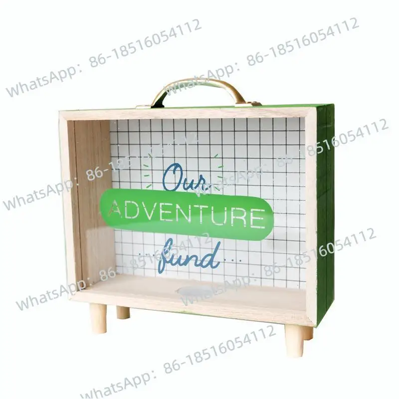 

Деревянное украшение ручной работы Домашняя детская комната Настольное украшение Прозрачная стеклянная копилка