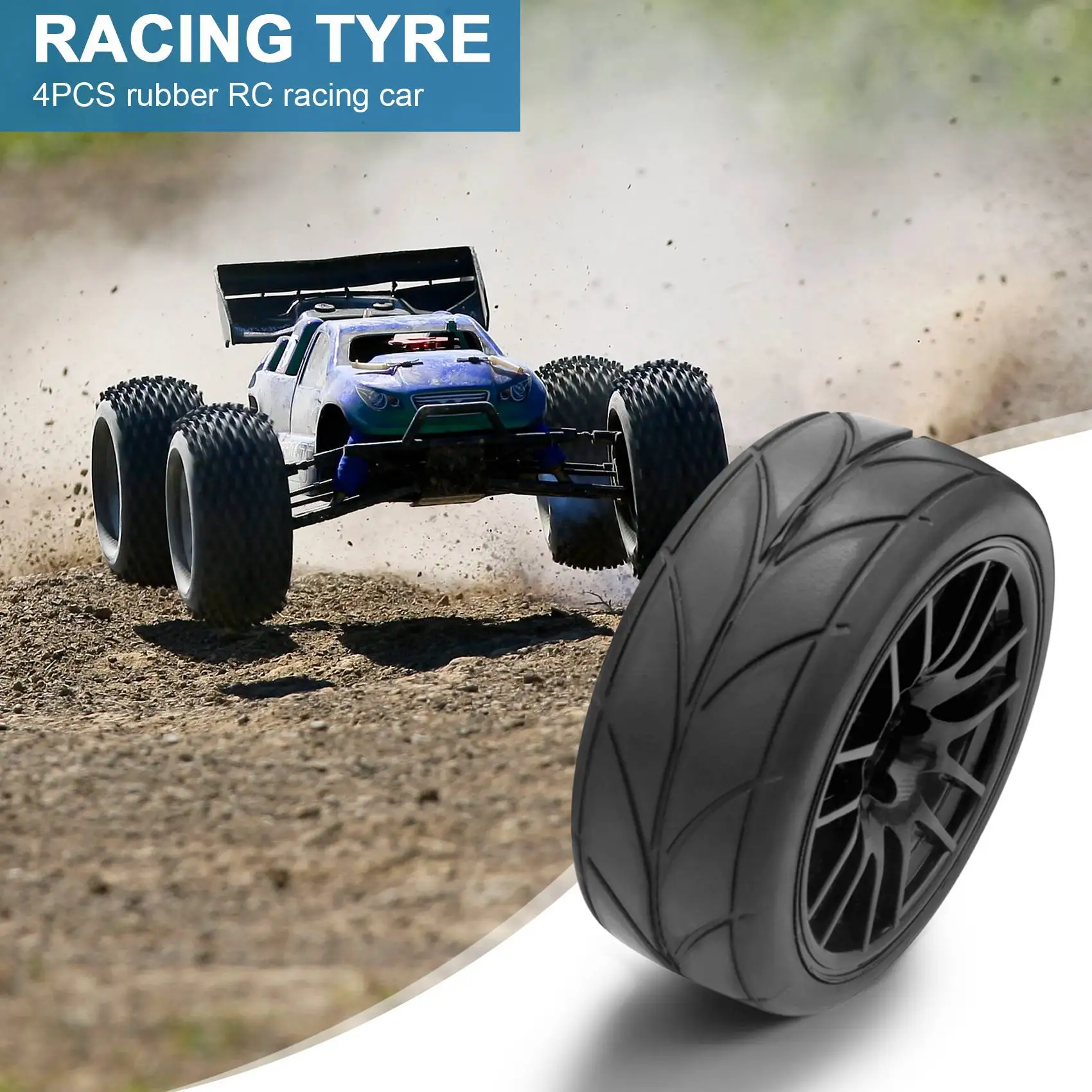 

A45F-4Pcs 1/10 Rubber Tire Rc Racing Car Tires On Road Wheel Rim Fit For Hsp Hpi 9068-6081 Rc Car Part