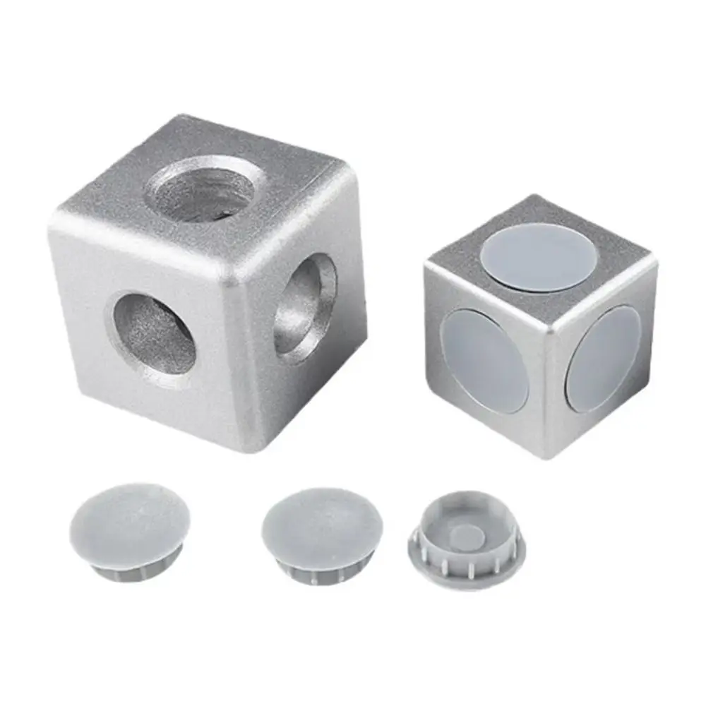 1Pcs 2020 3030 4040 4545 Aluminum Cube Corner Connector Silver Cube Design Aluminum Profile Fastener Profile Joint Aluminum