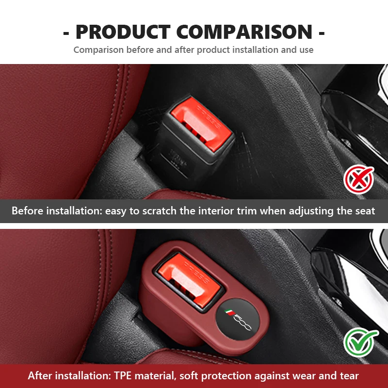 Car Safety Belt Buckle Holder TPE Button Seat Belt Protection Cover Accessory For Fiat Abarth 500 FR Freemont Stilo Grande Doblo