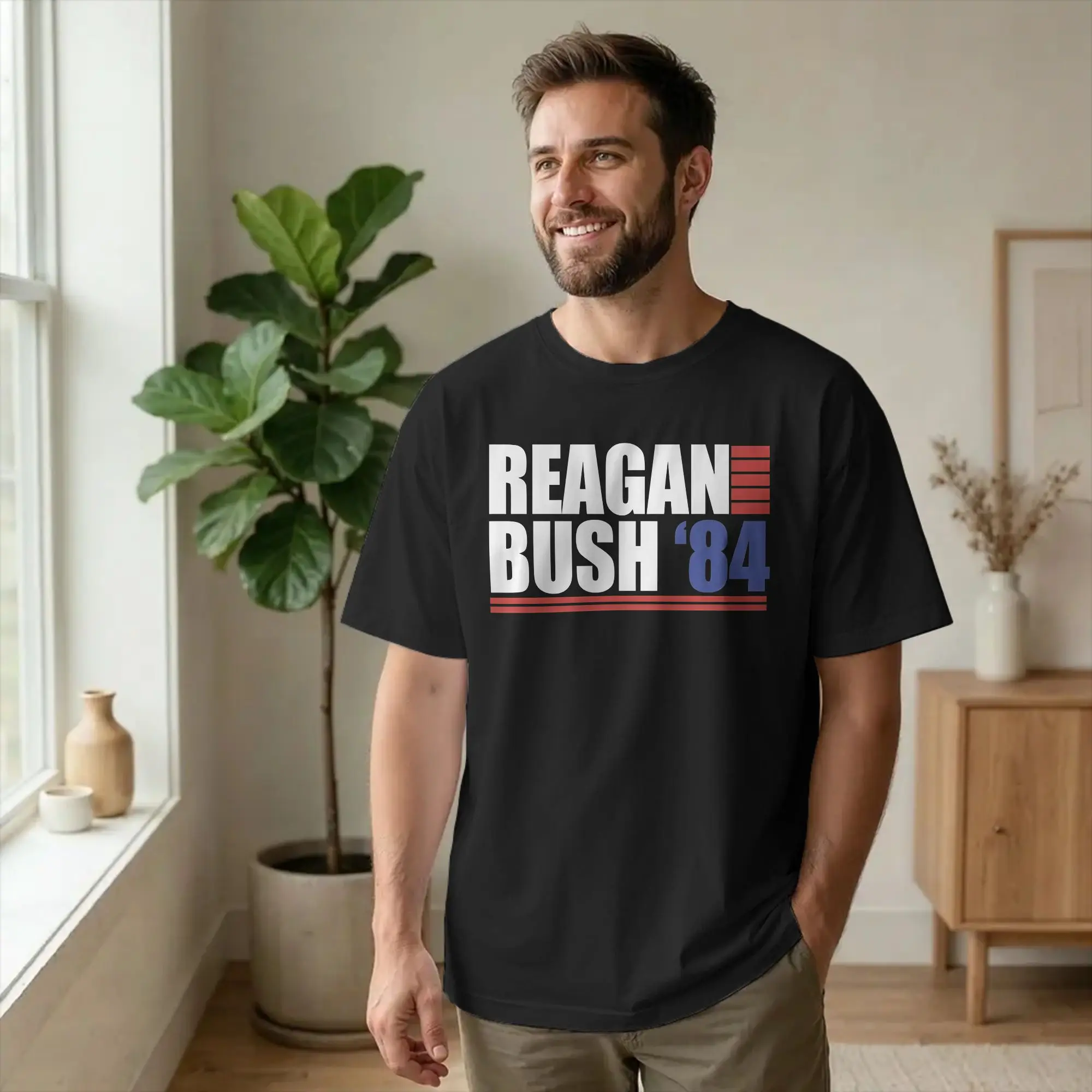 Reagan Bush 84 T-Shirt for Men Women Vote Vintage Cotton Tee Shirt O Neck Short Sleeve T Shirt Plus Size Tops