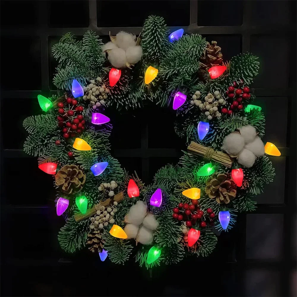 Solar Christmas Lights Outdoor 7M 50 LED Strawberry Solar String Lights Holiday Garland Christmas Tree Fairy Twinkle Lights