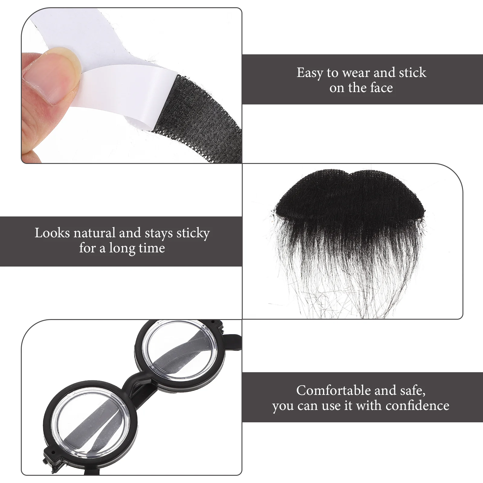 2 Sets Halloween Fake Beard Performance Decor Handlebar Mustache Cosplay Polyester Elder