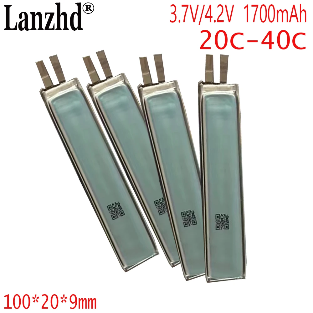 3.7V Li po High Rate 20C Lithium Polymer 1700mAh Cell For Electronic guns toys Diy Pack Power Tools 100*20*9mm 9020100