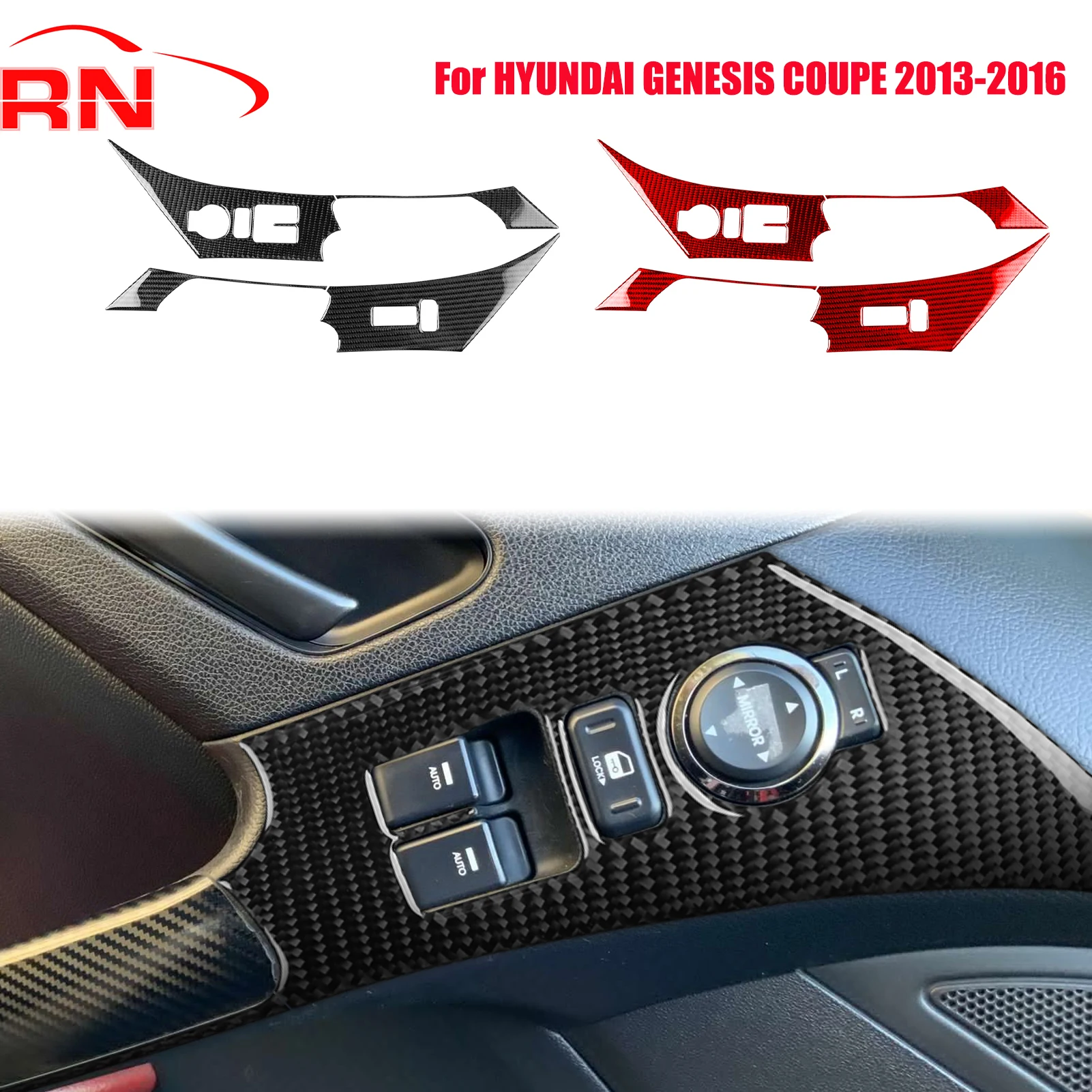 

For Hyundai Genesis Coupe 2013-2016 Modified Carbon Fiber Car Window Lift Panels Interior Accessories Decorative stickers