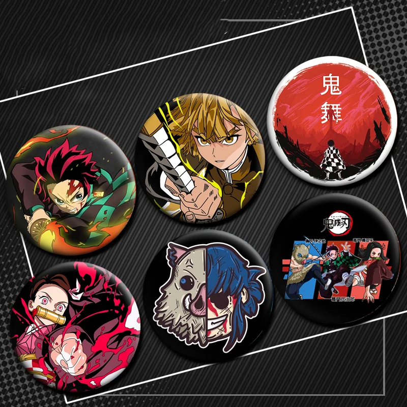 انمي ياباني شيطان القاتل صفيح دبابيس شخصية أيقونة شارة اليدوية صفيح دبابيس على ظهره الملابس الديكور الهدايا