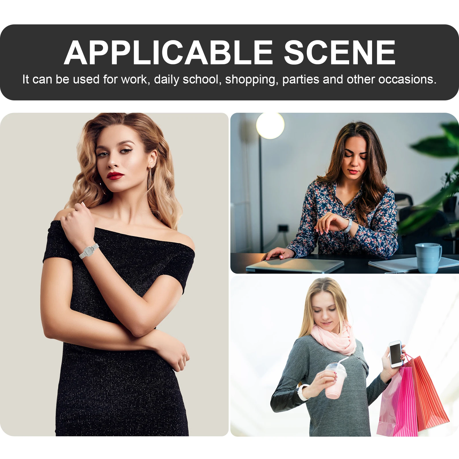 

Rhinestone Embellished Women Wrist Watch Exquisite Stainless Steel Strap Watch Adjustable Watches for Women