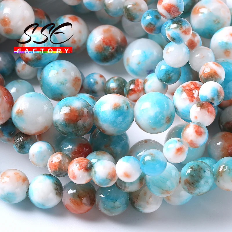 

Natural Stone Blue Jades Round Beads Loose Spacer Beads for Jewelry Making DIY Bracelet Necklace Accessories 6 8 10 12mm 15 inch