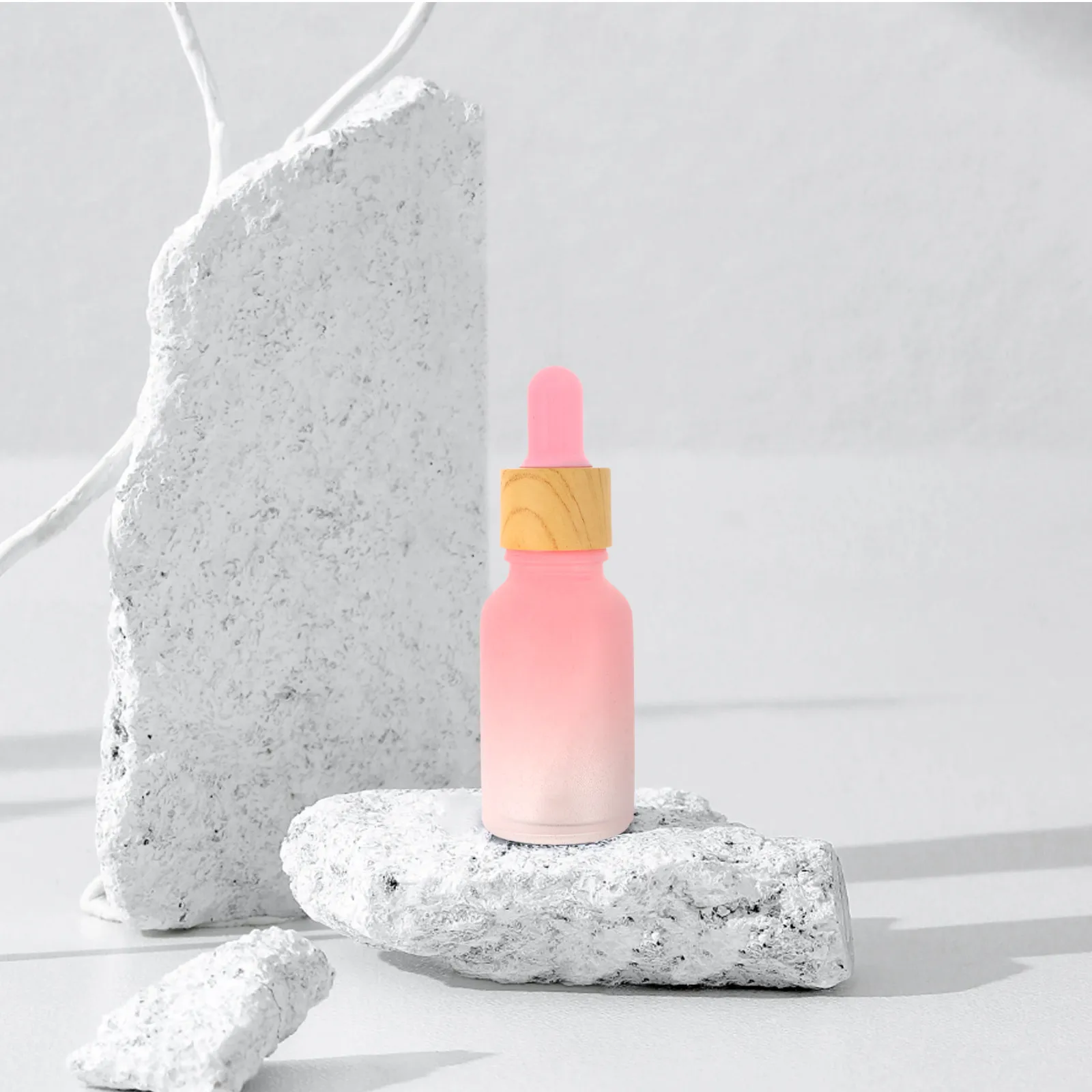 5Pcs 15Ml Frosted Glass Dropper Bottles Gradient Pink Essential Oil Bottles for Perfume Oil Serum Skincare Travel Makeup Sample