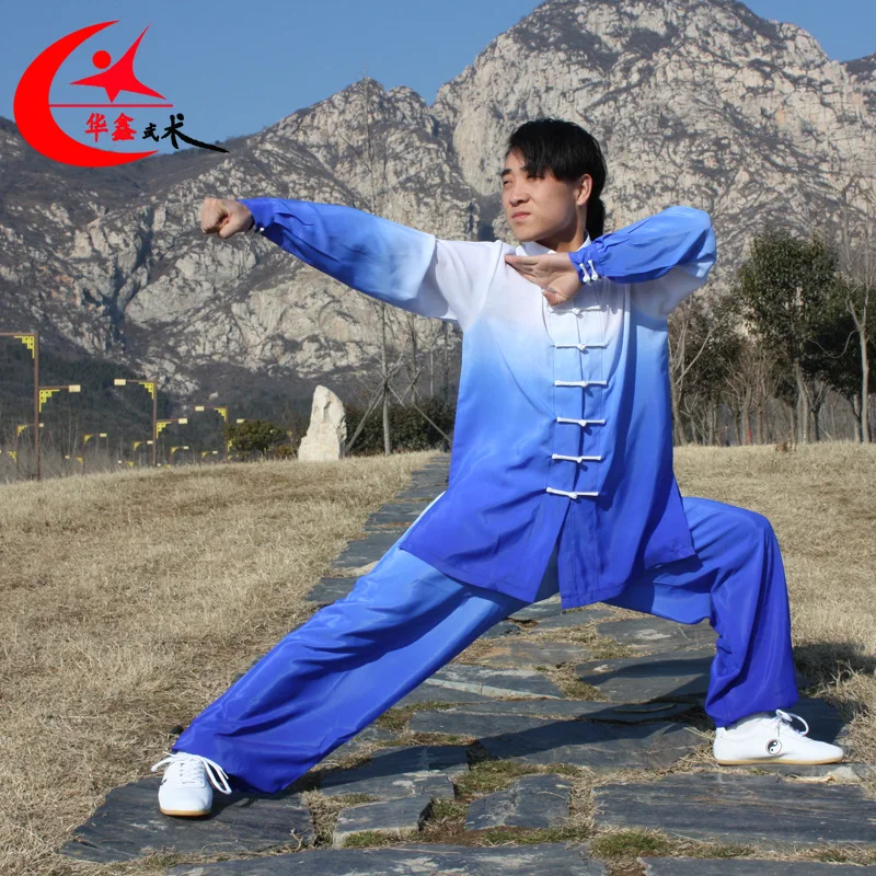 Sztuka walki jednolite Kung Fu Wushu odzież Tai Chi ubrania z długim rękawem Gradient