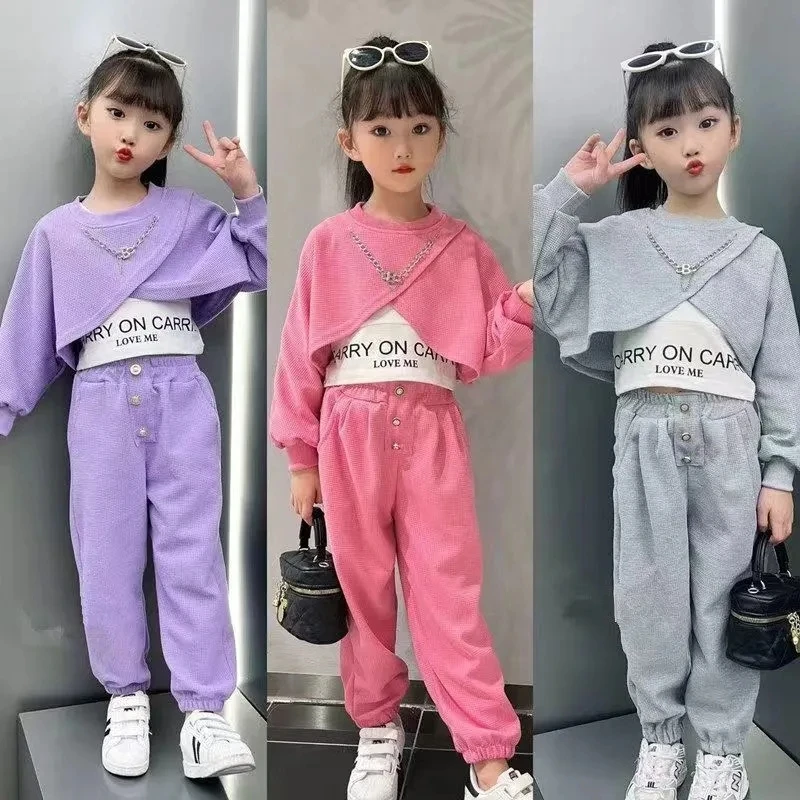 

Girl Casual Set 2Pcs Set Spring Autumn Toddler Girls Cotton Fashion T-shirts+Pants Students Tracksuit Boutique Girl Clothes