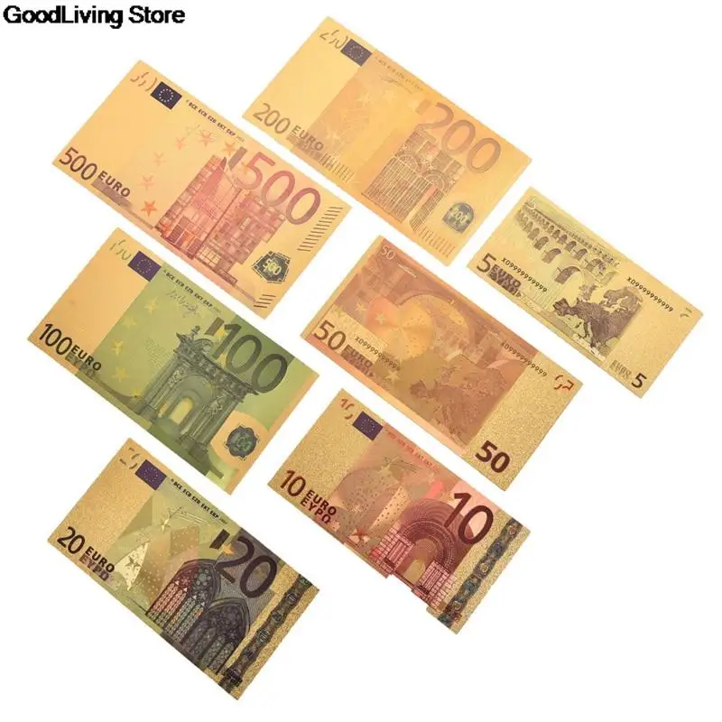 3/4/5/7/8/10pcs fake money EUR Gold Banknotes in 24K Gold Fake Paper Money for Collection Euro Banknote Sets billet euro 11Style