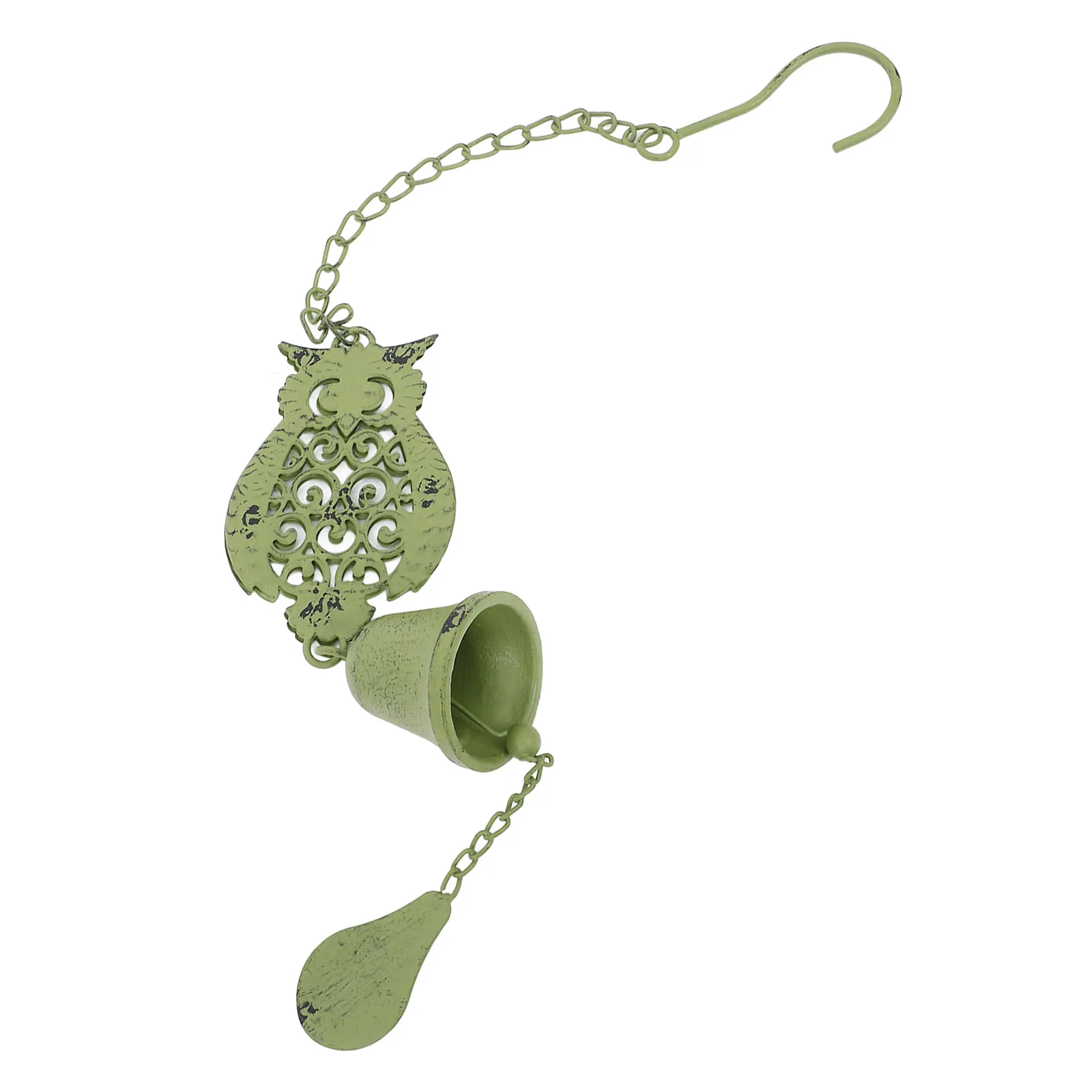 

Cast Iron Chime Owl Vintage Green Durable Retro Garden Patio Decoration Outdoor Space Melodious Wind Chime Replacement Sound