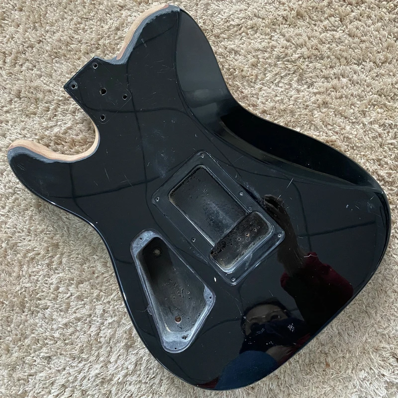 Unfinished Tele Guitar Body TL Model Mute Electric and Acoustic Guitar with Active Under Saddle Pickups Black Color YB363