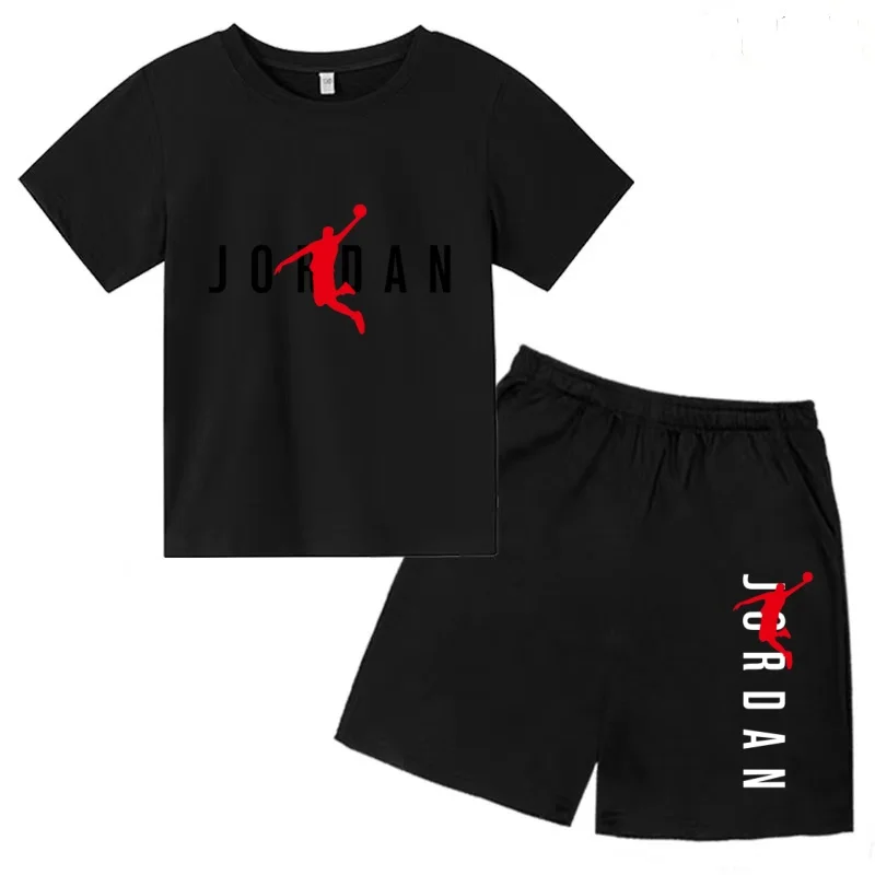 

Kids Cool Summer T-shirt Boy Girl Sports Training Basketball Letters Idol Clothes 3-12Y Short-Sleeved+Shorts Sunshine Casual Set