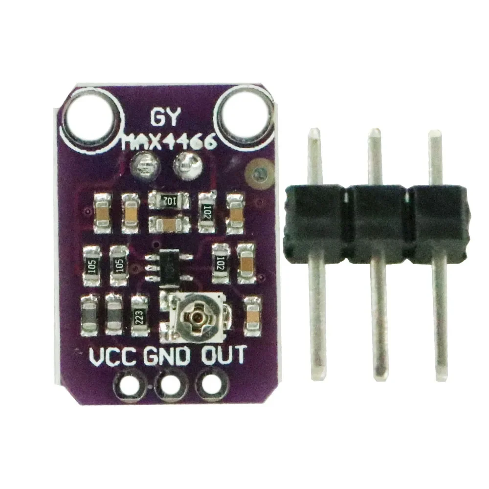 GY-MAX4466 일렉트릿 마이크 앰프, 조절식 앰프 모듈, 이득 출력, GND, VC 앰프 보드, 아두이노 2.4-5V, MAX4466