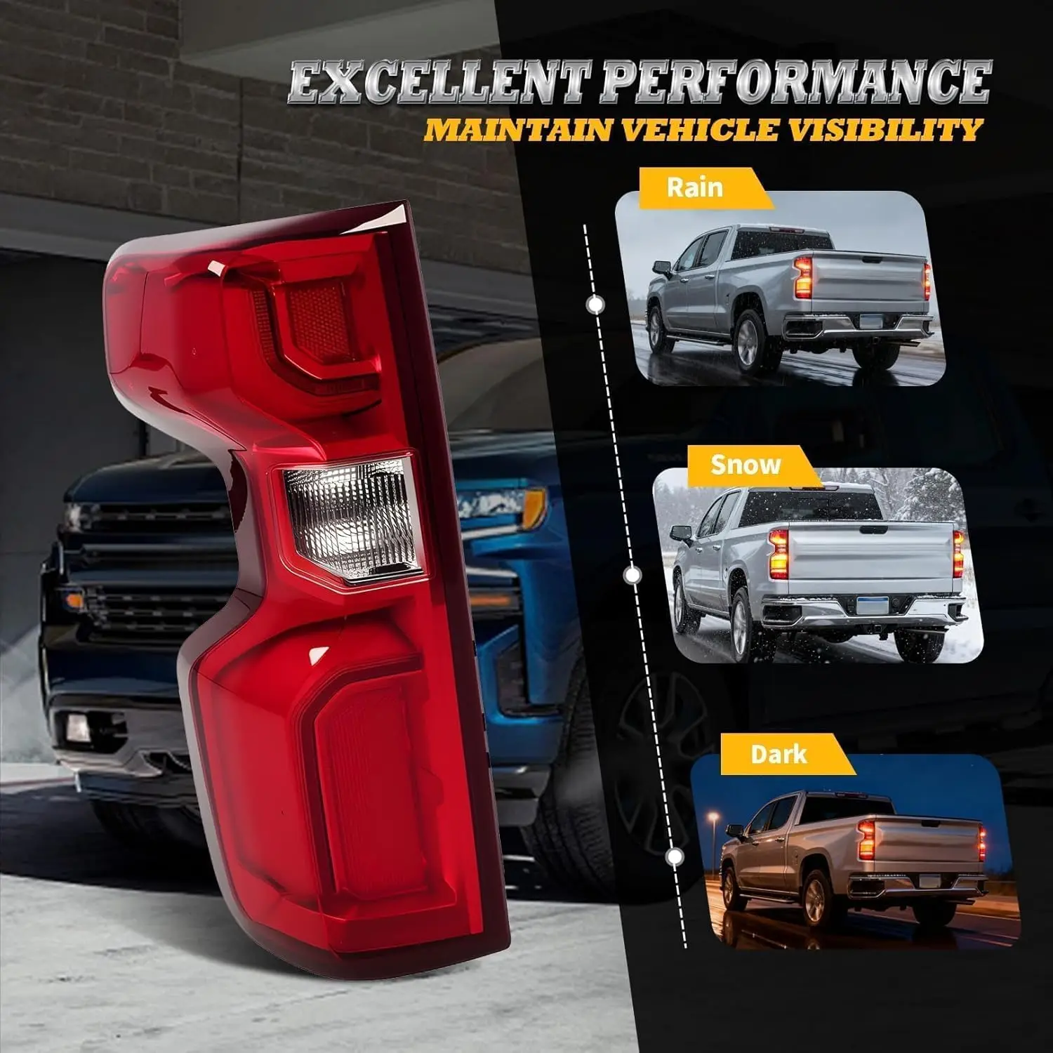 Left Tail Light Assembly for 2019-2023 Silverado 1500 2500HD 3500HD (Left)