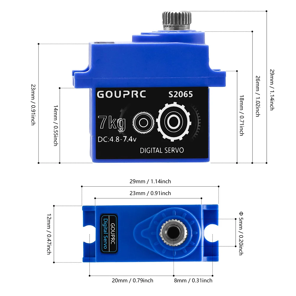 7KG Waterproof RC Digital Micro Servo with Servo Horn Metal Gear Servo Mini Servo for 1/10 RC Crawler Car SCX10 III TRX4 TRX6