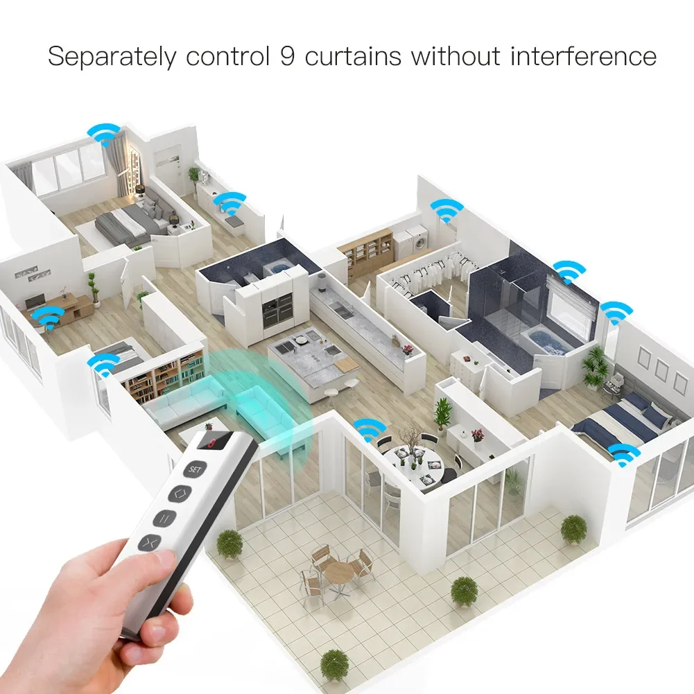 Control remoto RF433 de 9 canales para interruptor de cortina WiFi, módulo de persianas enrollables RF, emisor de accesorios de cortina alimentado