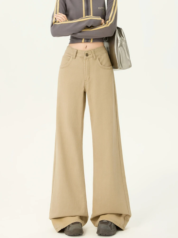 

Женские расклешенные джинсы цвета хаки на осень и зиму, новинка 2023 года, узкие и универсальные брюки-подкова с высокой талией длиной до пола