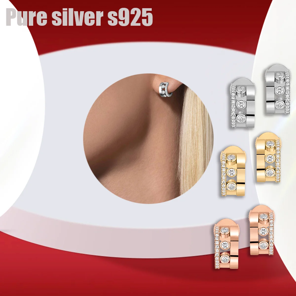 

Серьги из чистого серебра s925 Продвинутый темперамент, модные и универсальные, персонализированные и популярные.