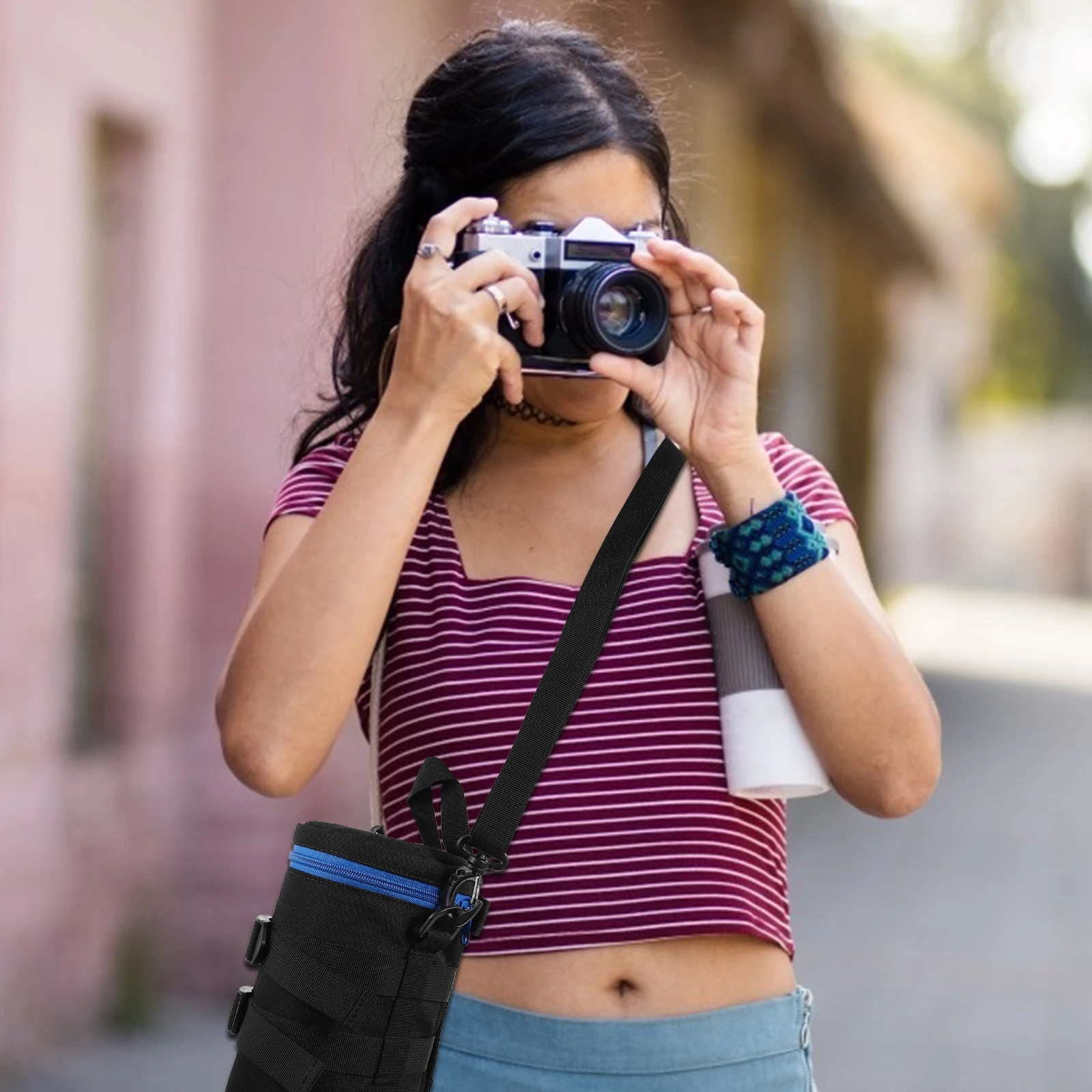 حقيبة عدسة كاميرا محمولة مقاومة للصدمات مقاس 23 سم، حقيبة عدسة DSLR مقاومة للماء، خفيفة الوزن، هدية مصور مدمجة قابلة للتعديل