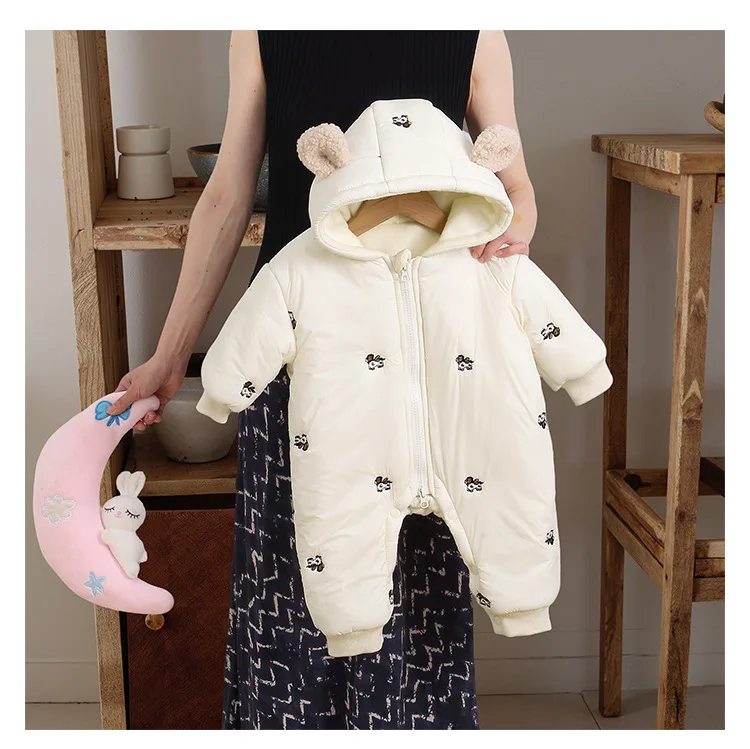 Baby-Winter-Overall mit Kapuze, Fleece-Futter, dicker, warmer Overall, 3M-24M, Baby-Outfit mit Cartoon-Motiv, einteiliger Schneeanzug für Jungen und Mädchen. – Detail 2