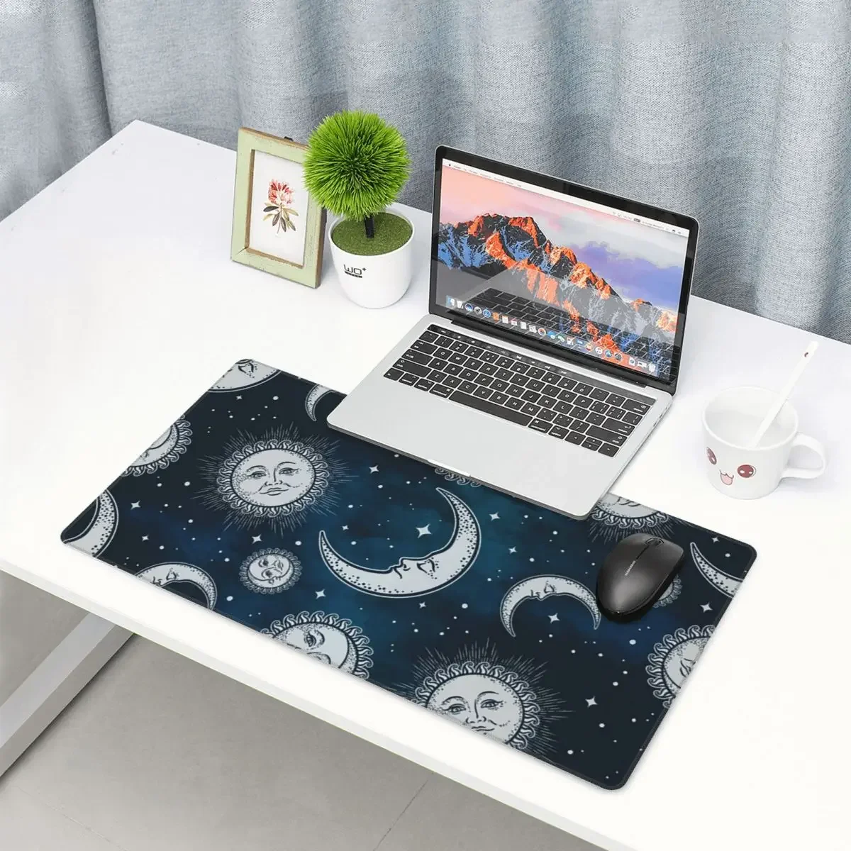 Large Mouse Pad Celestial Mystic Esoteric Magic Sun Moon Gamer PC Laptop Mats Keyboard Carpet  Accessories Desk Mat
