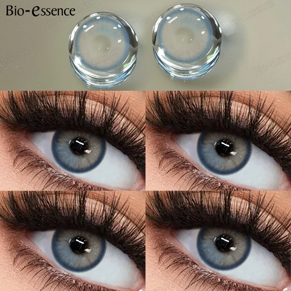 Bio-essense 2 uds lentes de contacto azules para ojos lentes de contacto de colores coreanos ojos azules lentes de contacto de moda anual pupila verde
