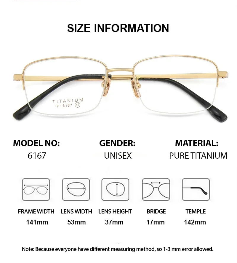 

Мужские очки KIZN, оптическая оправа из чистого титана, очки с рецептом среднего лица, очки с полуоправой, мужские золотые Gafas, мужские очки по рецепту