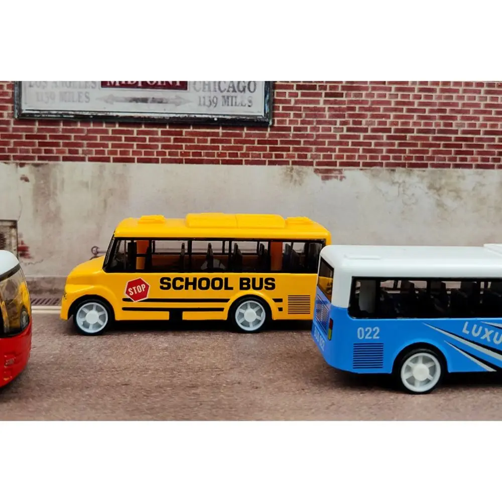 Kids Gift Ornaments High Imitation Vehicle Model Alloy Bus Model Pull Back Extended Bus Toys