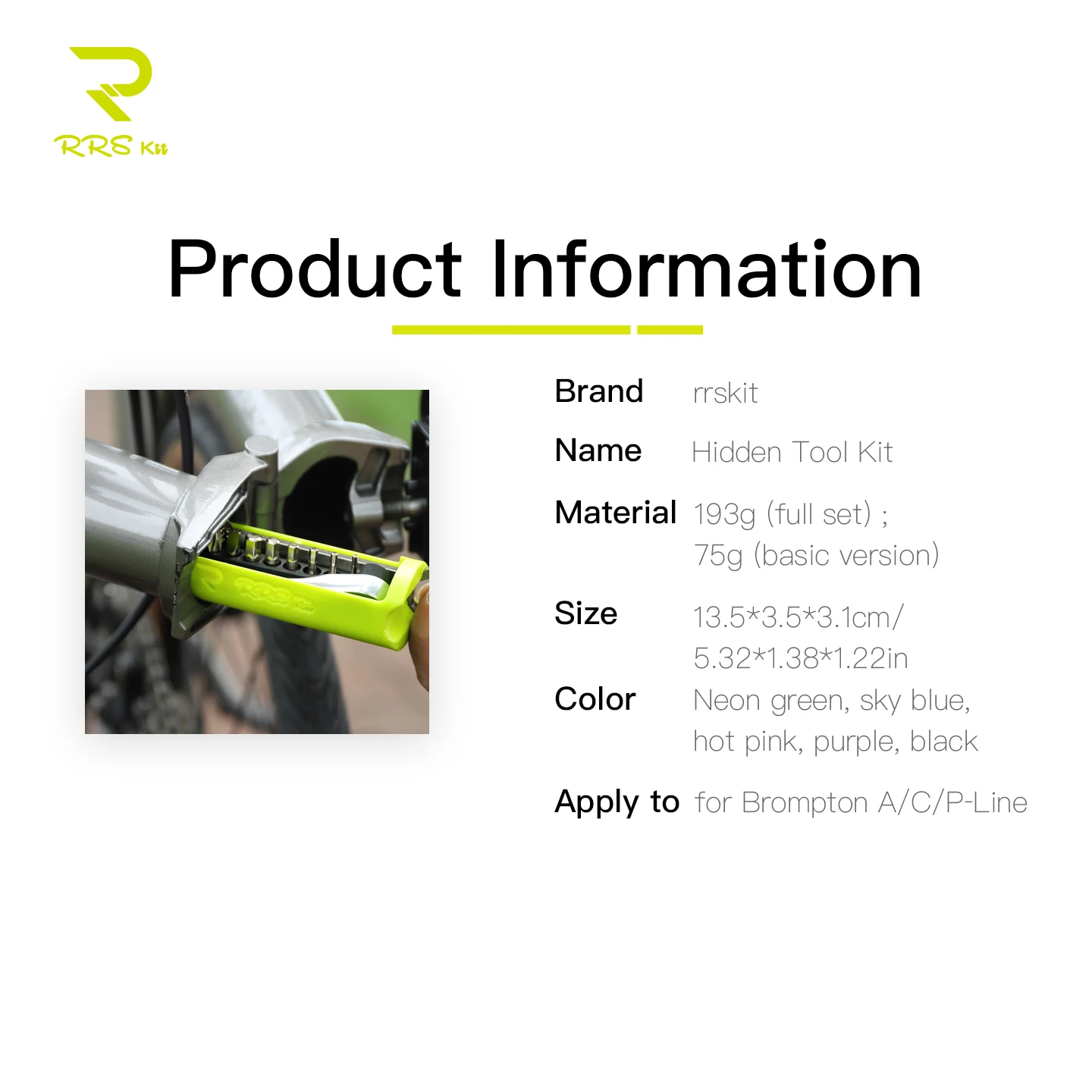 RRSKIT für Brompton Falträder A/C/P-Line Versteckte Aufbewahrungswerkzeuge, Tragbares Magnetisches Schraubendreher-Reparaturset für Falträder – Detail 2