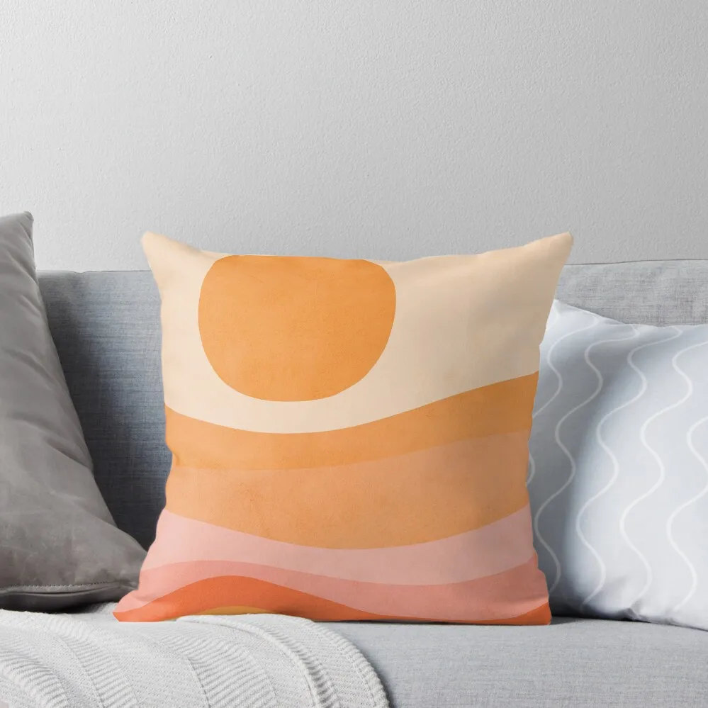 Mid Modern Golden Summer Sunset - abstract landscape Throw Pillow Sofa Cushion Cover New year pillow