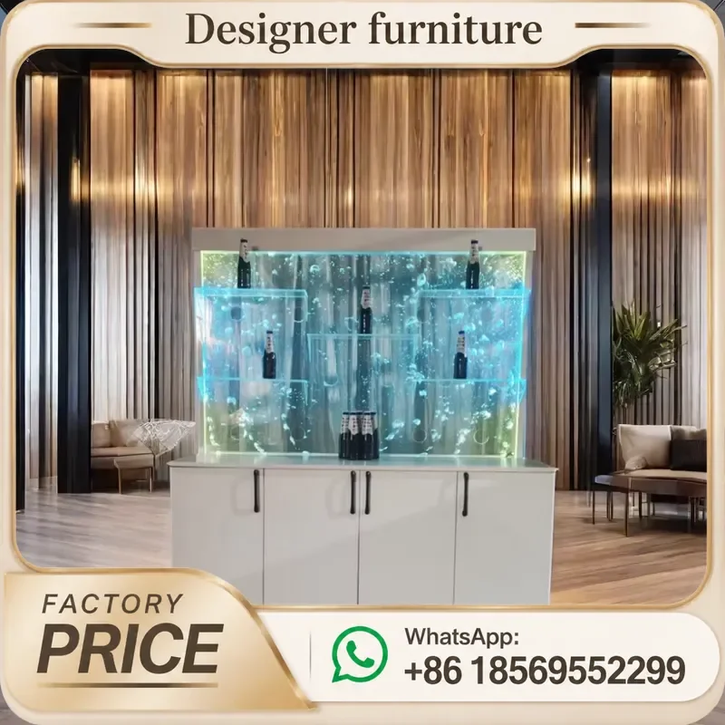 Custom Made LED Light Modern Club Hotel Design Interior Decor Spot Water Bubble Wall Display Latest Bar Shelves Movable Panel